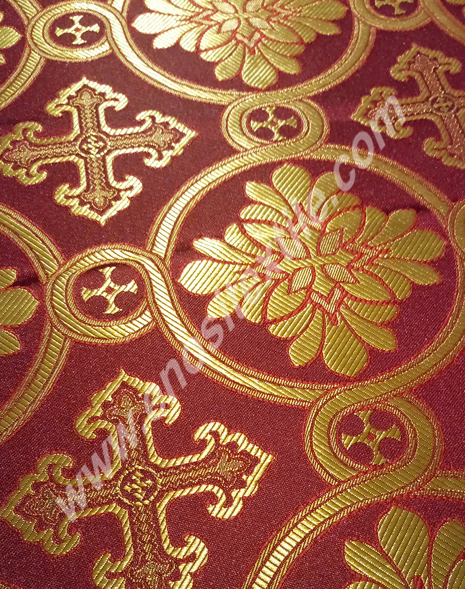 KL-014 Claret Red-Gold Brocade Fabrics